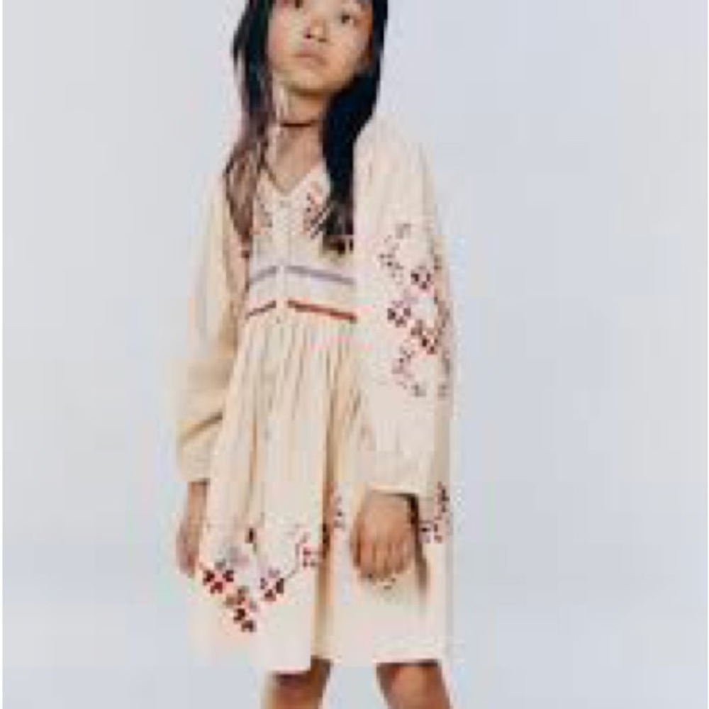 ZARA Girl Kid’s Embroidered Floral Dress Boho